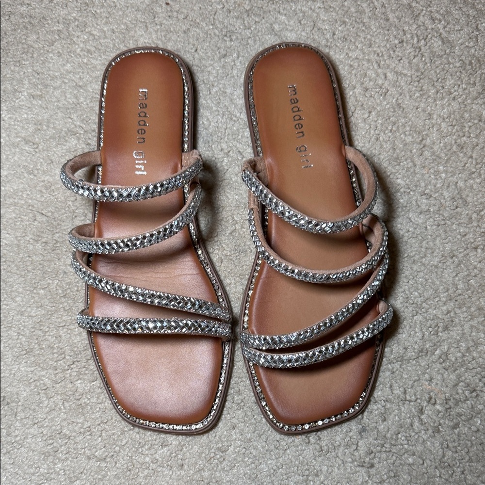Madden Girl Brown Sandals with Silver Straps - Picture 1 of 4